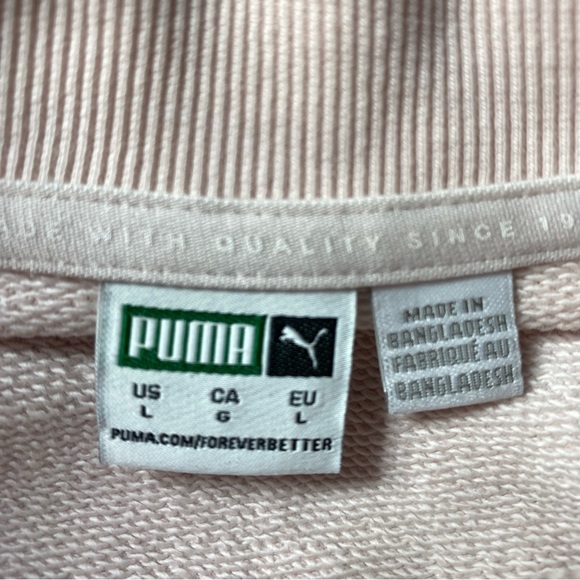 Puma Crew Neck Pink Pullover Sweatshirt Women’s Size Large Athleisure Sporty - Picture 3 of 7